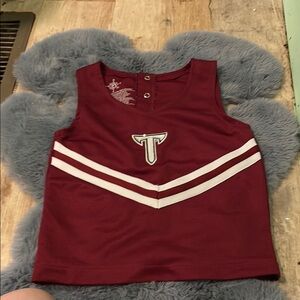 Red and White Athletic Jersey with Chevron Design